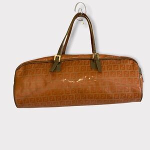 Fendi  Orange patent monogram bowler bag  vintage patent leather Shoulder bag